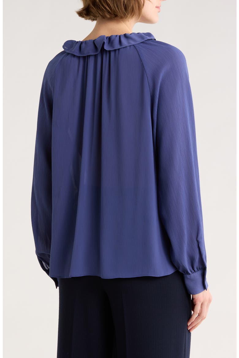 Ruffle Long Sleeve Top, Alternate, color, INDIGO BLOOM
