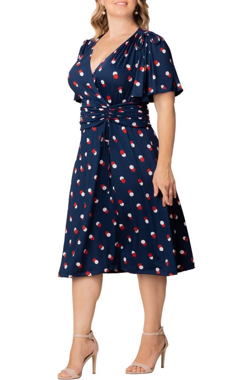 Kiyonna Jemma Ruched Tie Dress In Blue