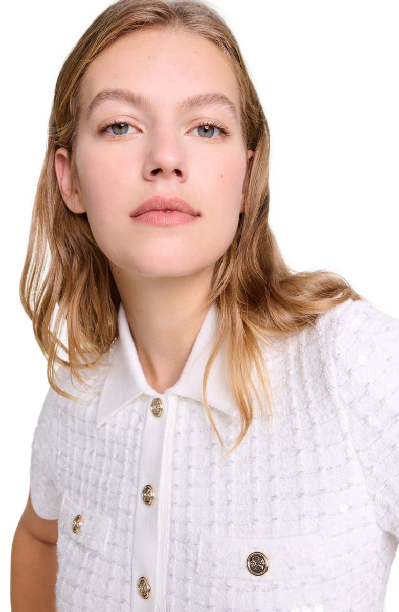 maje Sequin knit short dress, Alternate, color, 