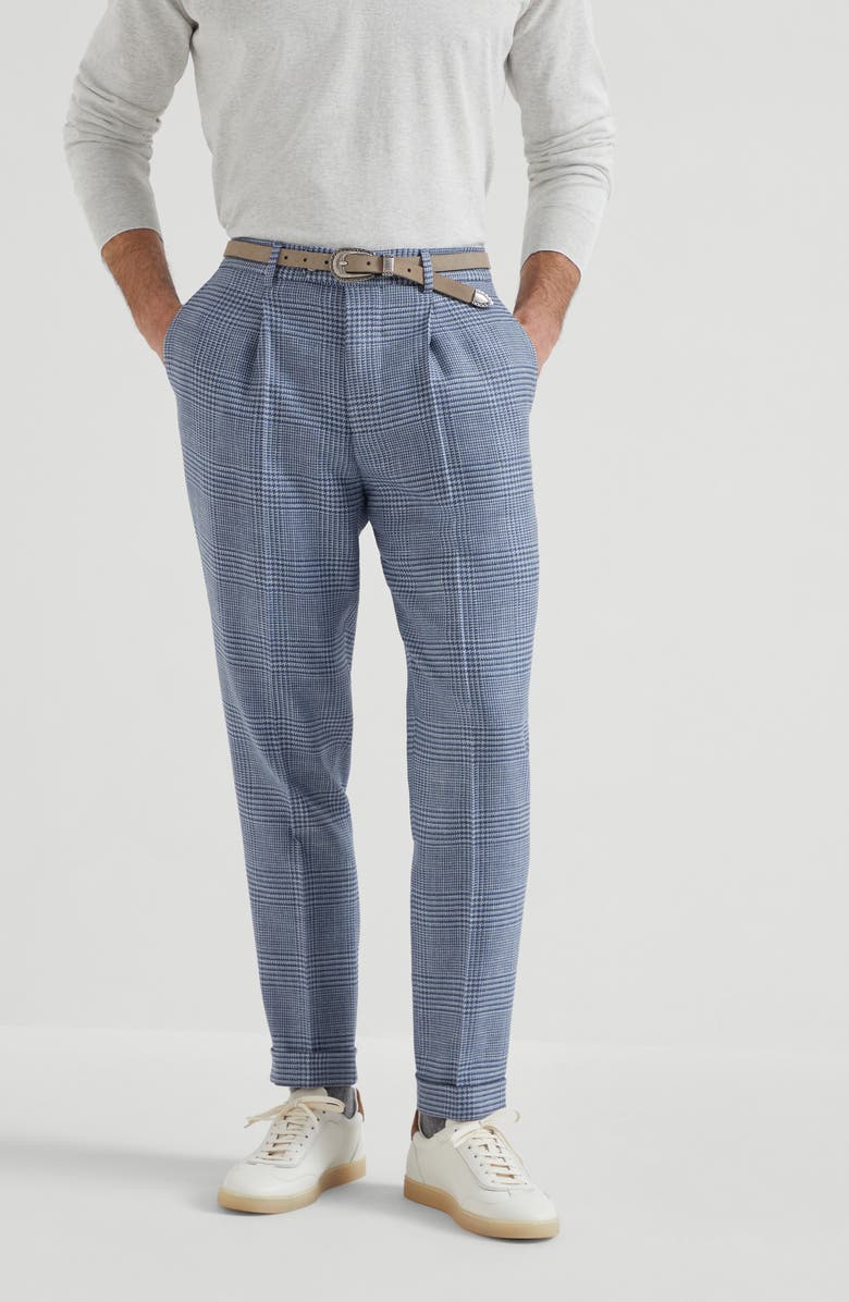 Brunello Cucinelli Prince of Wales trousers, Alternate, color, Denim