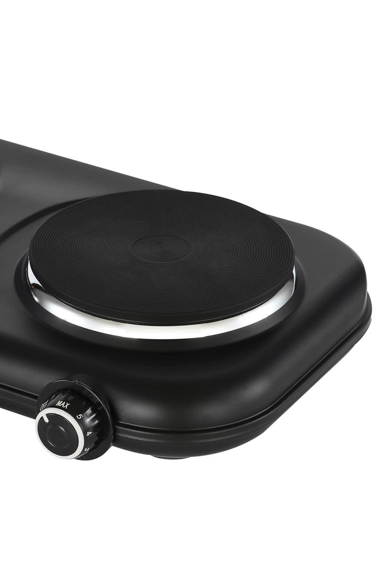1100w Double Cast Iron Burner Electric Hot Plates, Alternate, color, Black