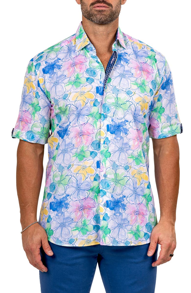 Maceoo Galileo Marthy Short Sleeve Button-Up Shirt, Main, color, 