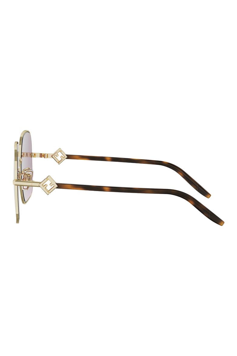 FF Diamonds 58mm Gradient Square Sunglasses, Alternate, color, SHINY ENDURA GOLD / BORDEAUX