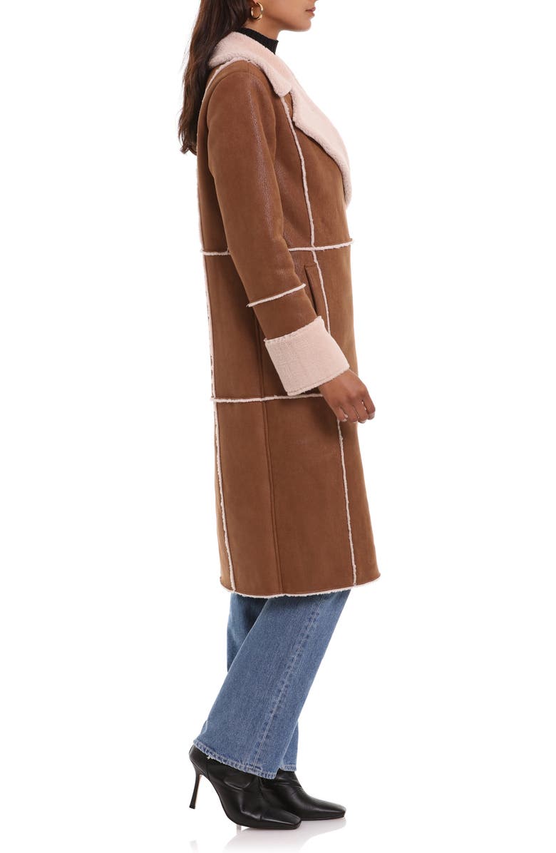 Avec Les Filles Double Breasted Faux Shearling Coat, Alternate, color, 