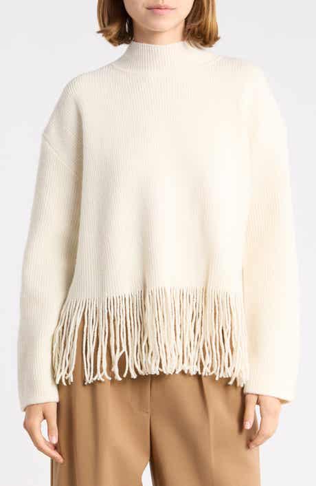 Lise Fringe Hem Mock Neck Sweater
