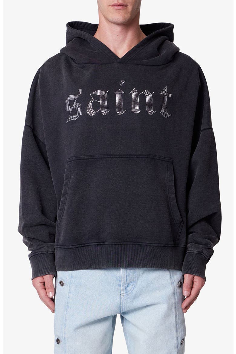 Saints & Sinners Embellished Hoodie, Main, color, BLACK