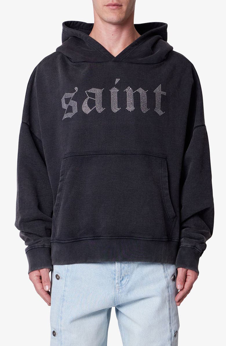 mnml Saints & Sinners Embellished Hoodie, Main, color, Black