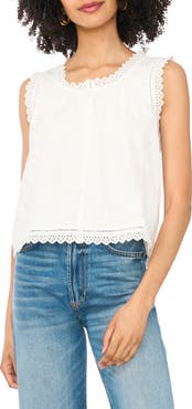 Vince Camuto Sleeveless Button Front Crop Top