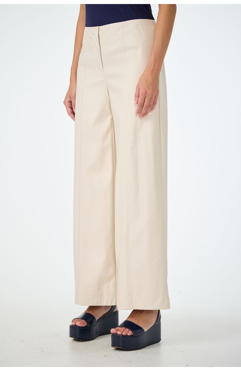 Trina Turk Parque Faux Leather Wide Leg Pant, Alternate, color, Ecru