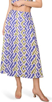 MELLODAY Geo Print Pull-On Midi Skirt