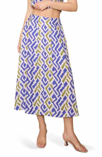 MELLODAY Geo Print Pull-On Midi Skirt