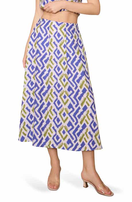 MELLODAY Geo Print Pull-On Midi Skirt