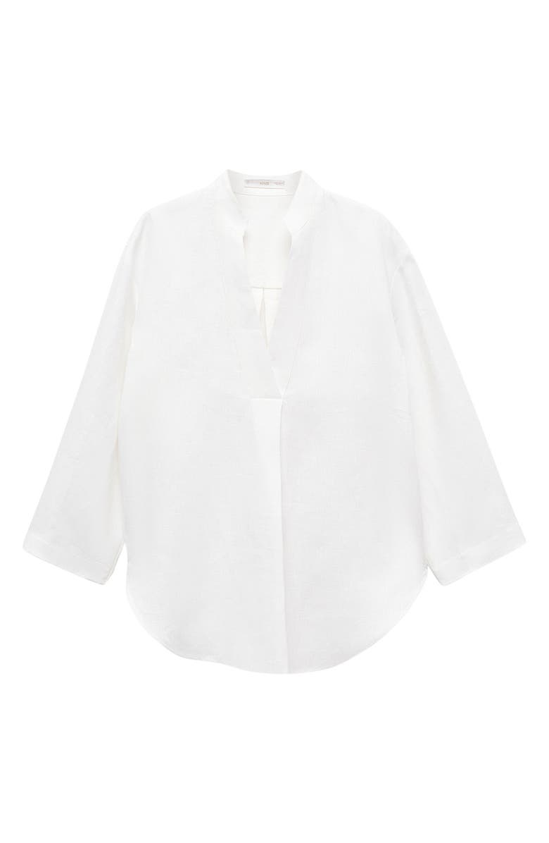 MANGO Linen Popover Shirt, Alternate, color, 