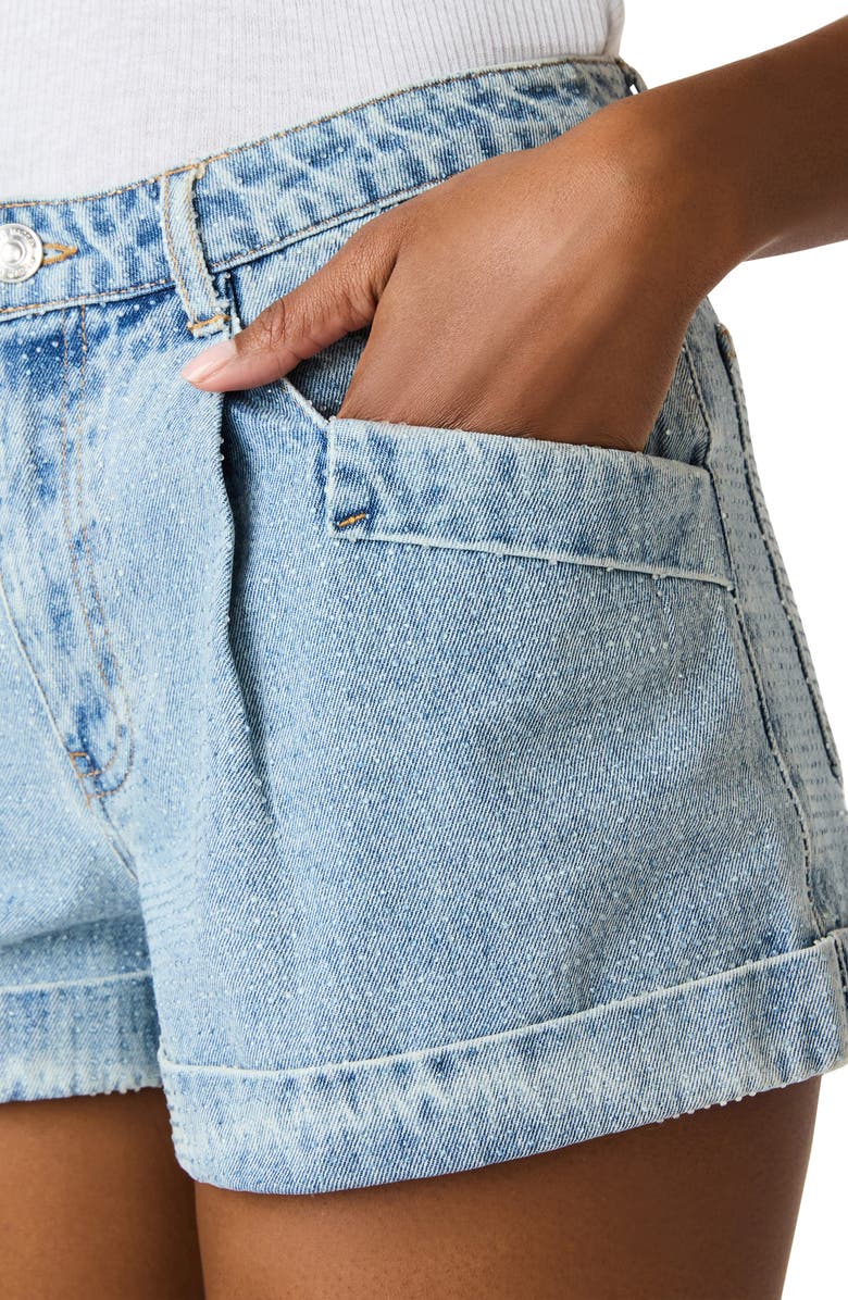 Steve Madden Cici Cuff Denim Short, Alternate, color, Seabreeze Blue