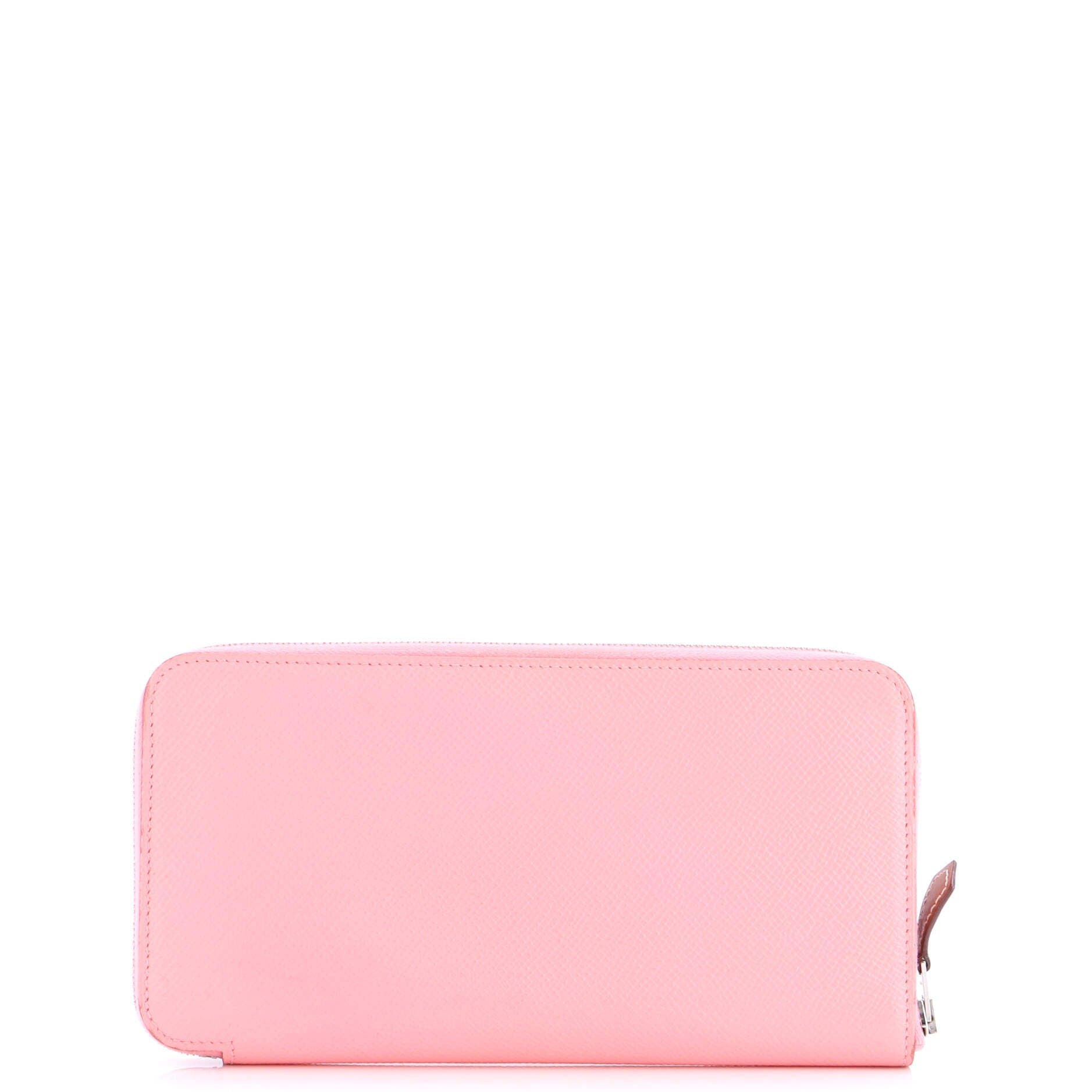 Pre-Owned Hermes Azap Zip Around Wallet Silk'in Epsom Long, Alternate, color, Rose Confetti