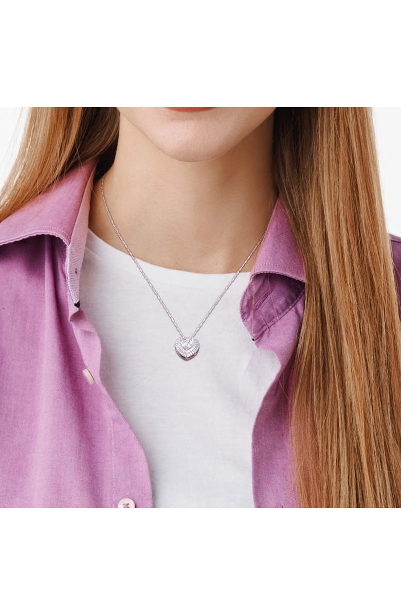 Julianna B. Moissanite Double Halo Heart Necklace 10k, Alternate, color, 