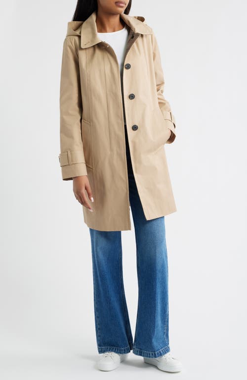 London Fog Oversize Single Breasted Hooded Raincoat In Neutral