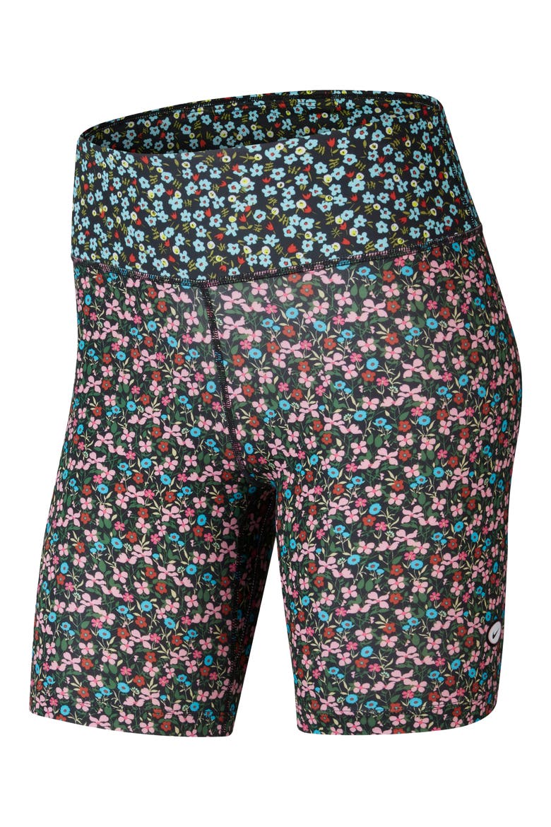 One Ditsy Floral Dri-FIT Bike Shorts, Alternate, color, FIREWOOD ORANGE/ ICE/ BLACK
