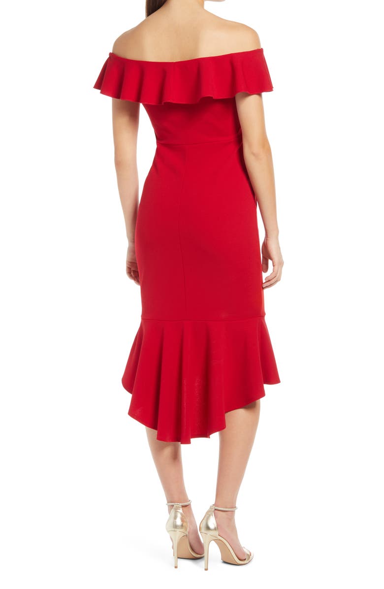 LNL Off the Shoulder High/Low Midi Dress, Alternate, color,