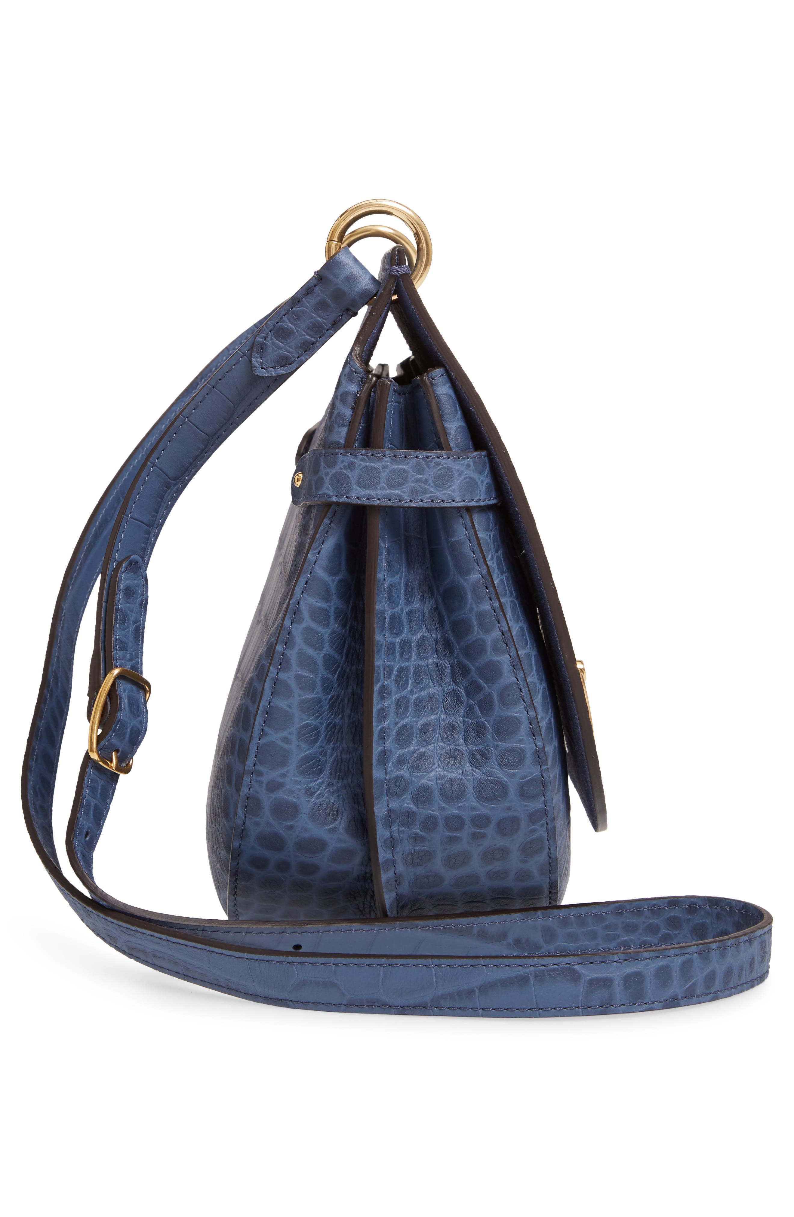 Mulberry Amberley Croc Embossed Leather Crossbody Bag, Alternate, color, 