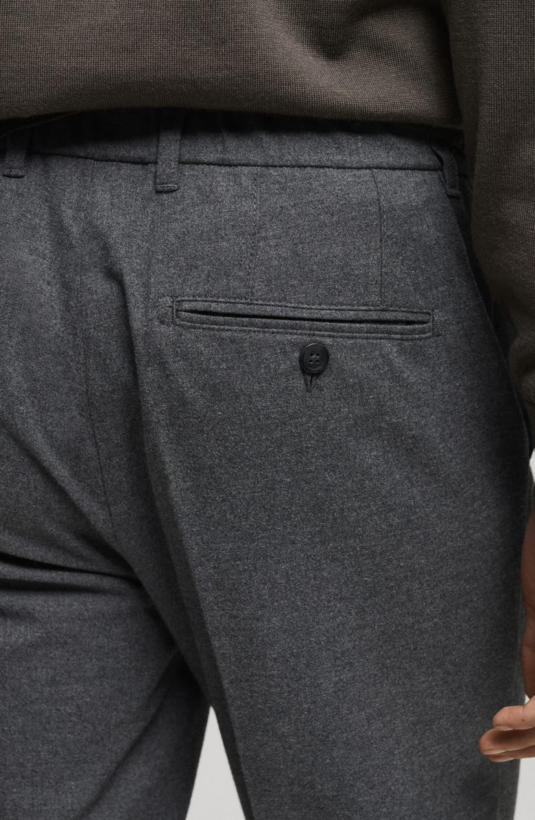 MANGO Regular Fit Navy Flat Front Textured Stretch Cotton Pants, Alternate, color, Light Heather Grey