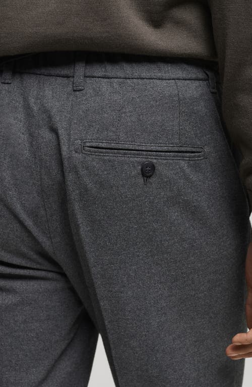Mango Regular Fit Navy Flat Front Textured Stretch Cotton Pants In Gray