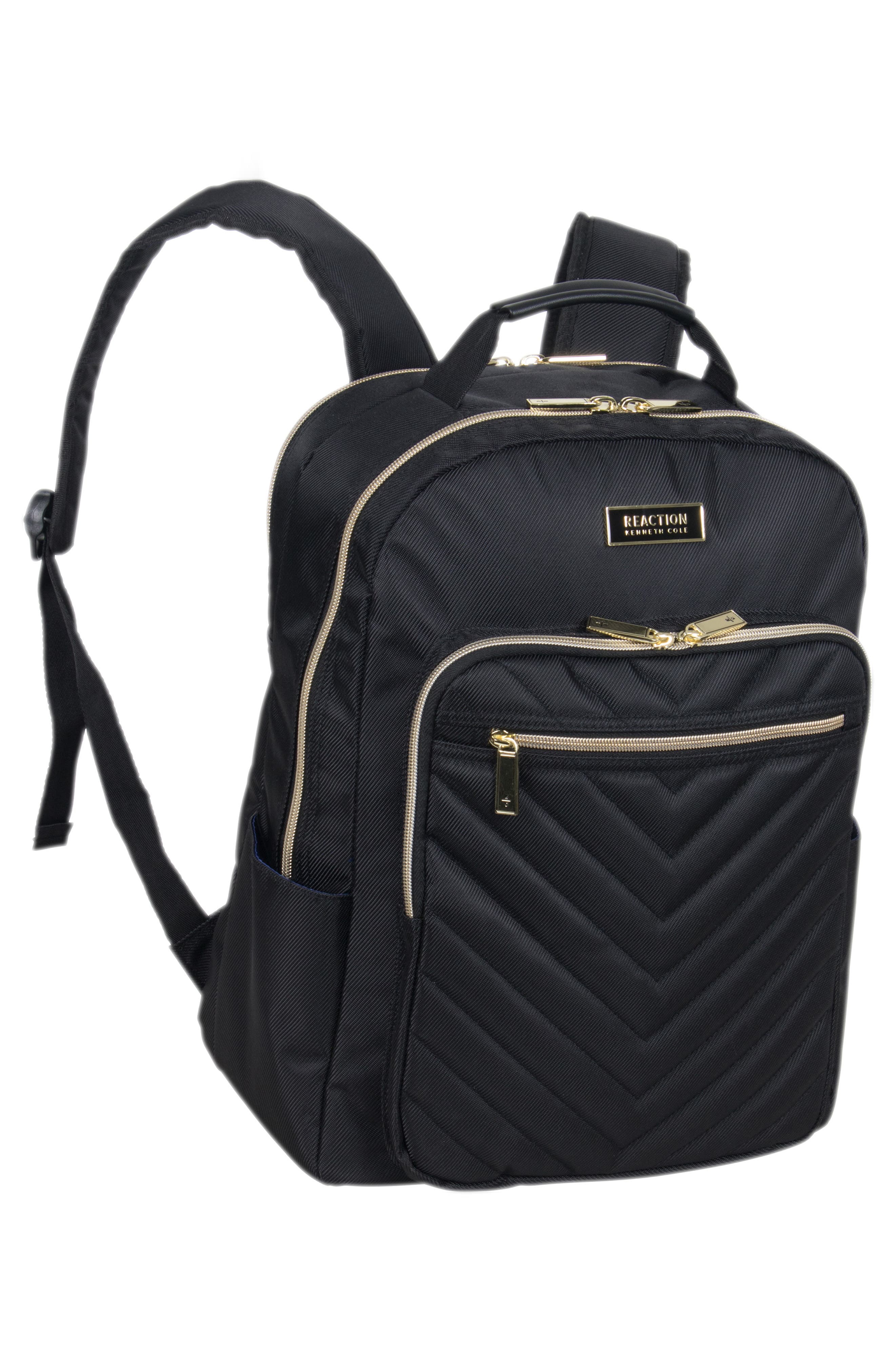 Kenneth Cole Reaction Chelsea Chevron Quilted Backpack, Alternate, color, Black