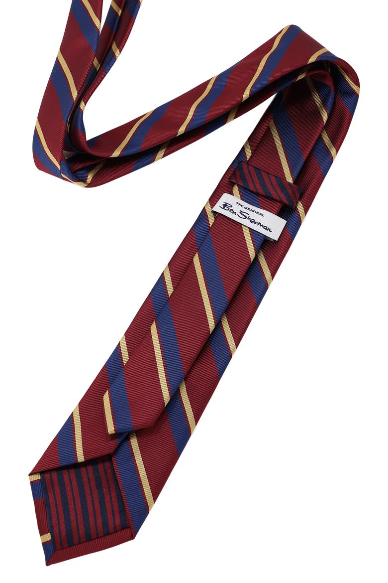 Striped Tie, Alternate, color, BURGUNDY/ NAVY