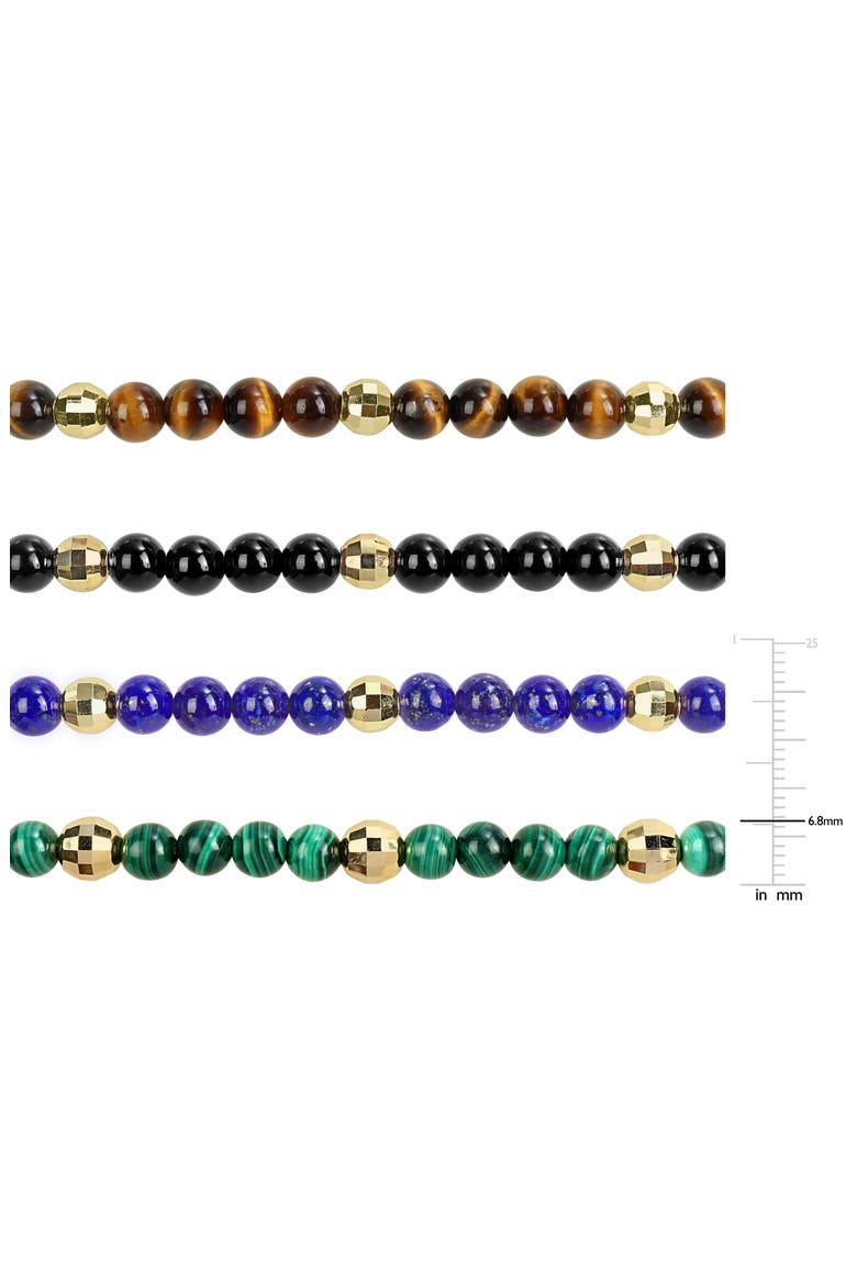 Men's Set of 4 Semiprecious Stone Beaded Bracelets, Alternate, color, MULTI/ GOLD