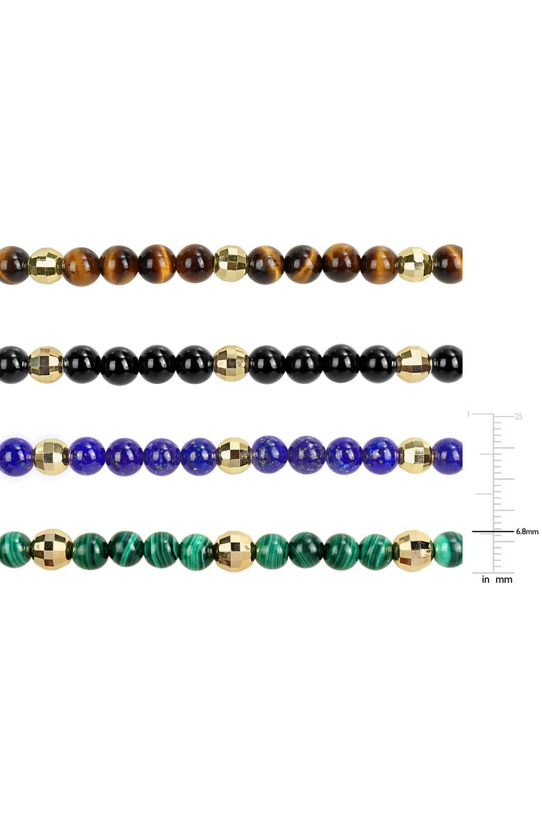 DELMAR Men's Set of 4 Semiprecious Stone Beaded Bracelets, Alternate, color, Multi/ Gold