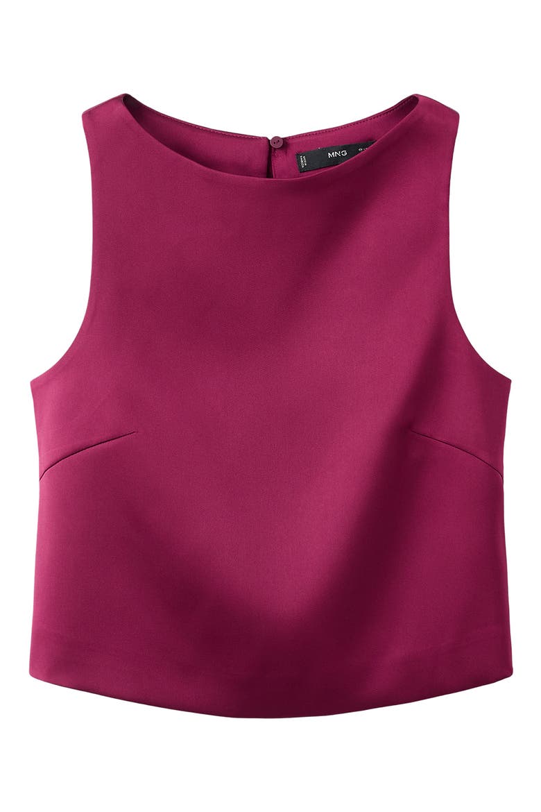 Jackie-O Bow Back Sleeveless Crop Satin Top, Alternate, color, GRAPEFRUIT