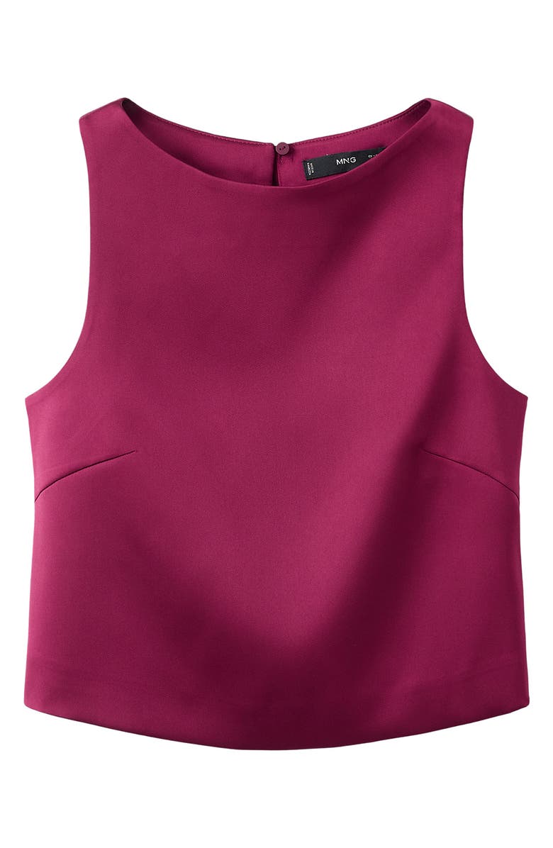 MANGO Jackie-O Bow Back Sleeveless Crop Satin Top, Alternate, color, Grapefruit