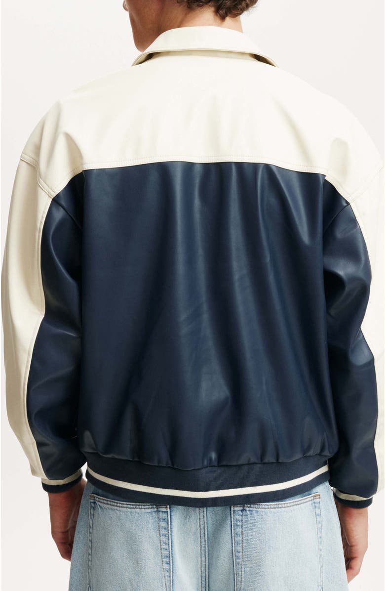 Cotton On Men's Faux Leather Western Jacket, Alternate, color, Vintage Navy