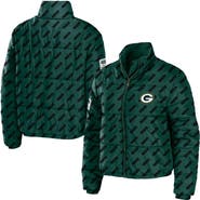 WEAR by Erin Andrews Women's WEAR by Erin Andrews Green Green Bay Packers Puffer Full-Zip Cropped Jacket