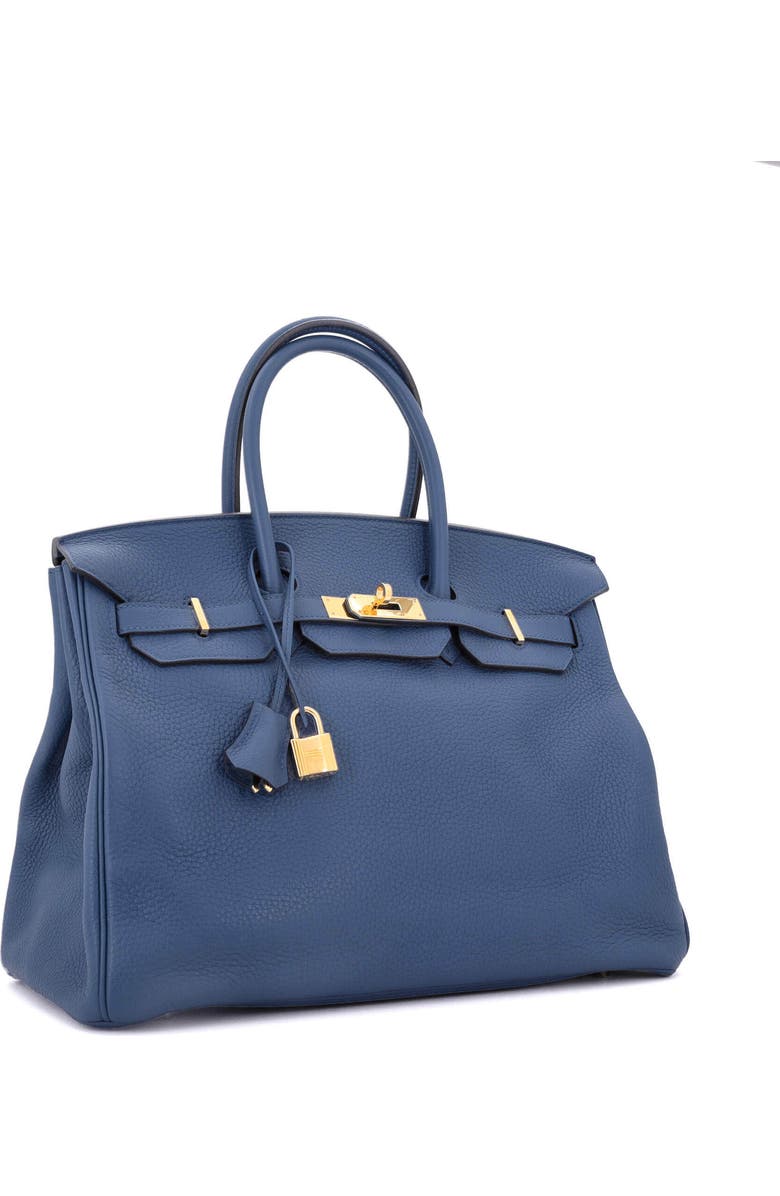 Pre-Owned Hermes Birkin Handbag Blue Clemence with Gold Hardware 35, Alternate, color, Bleu Agate