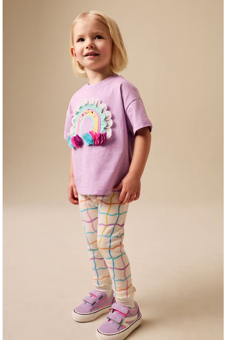 Kids' Rainbow Appliqué T-Shirt & Leggings Set, Alternate, color, PURPLE