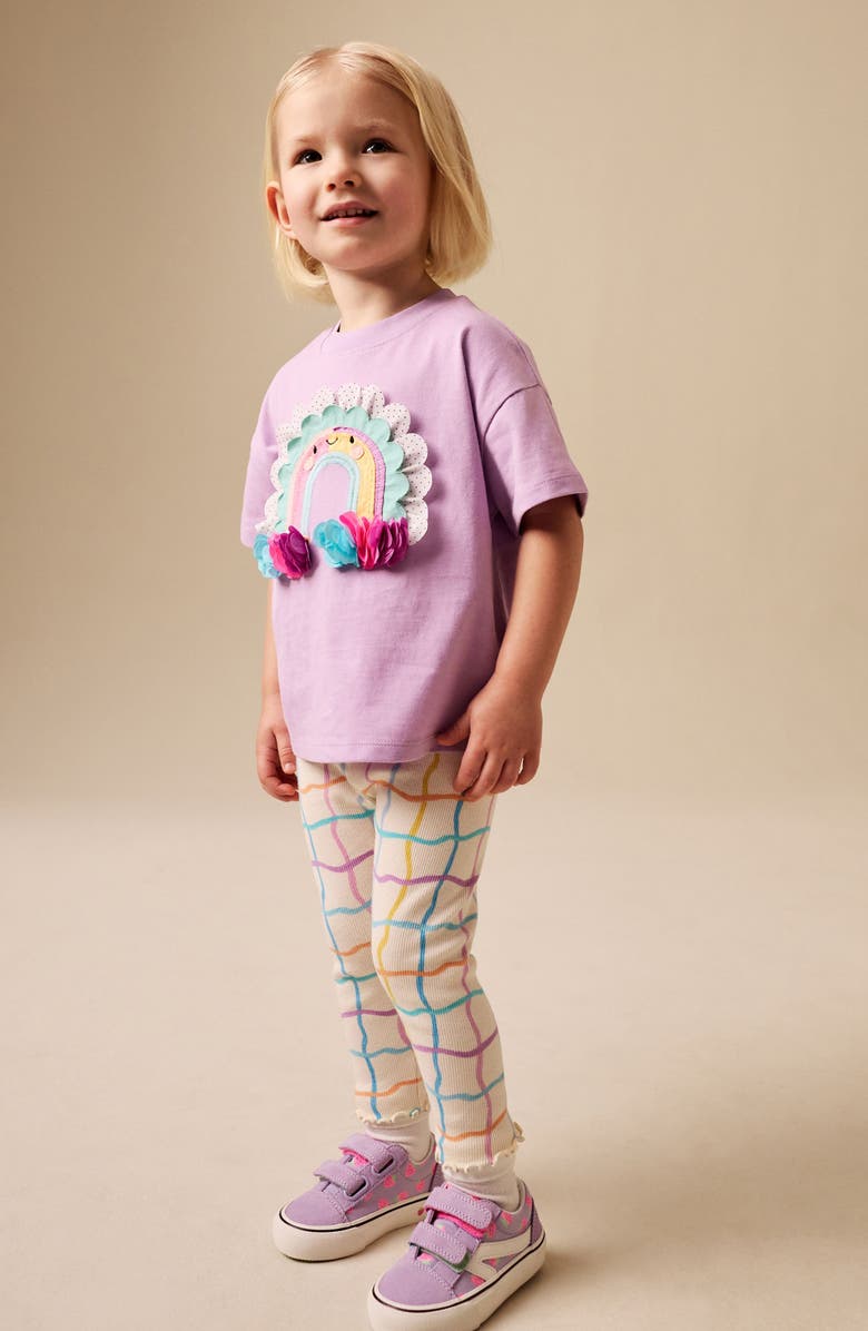 NEXT Kids' Rainbow Appliqué T-Shirt & Leggings Set, Alternate, color, Purple