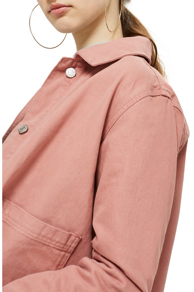 Denim Shacket, Alternate, color, ROSE