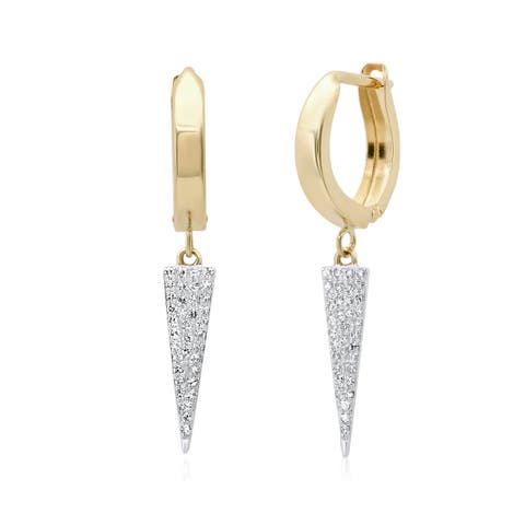 14K Huggies with Pave Diamond Triangles