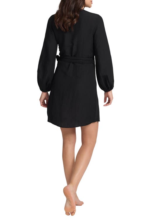 Tommy Bahama St. Lucia Linen-blend Wrap Dress In Black