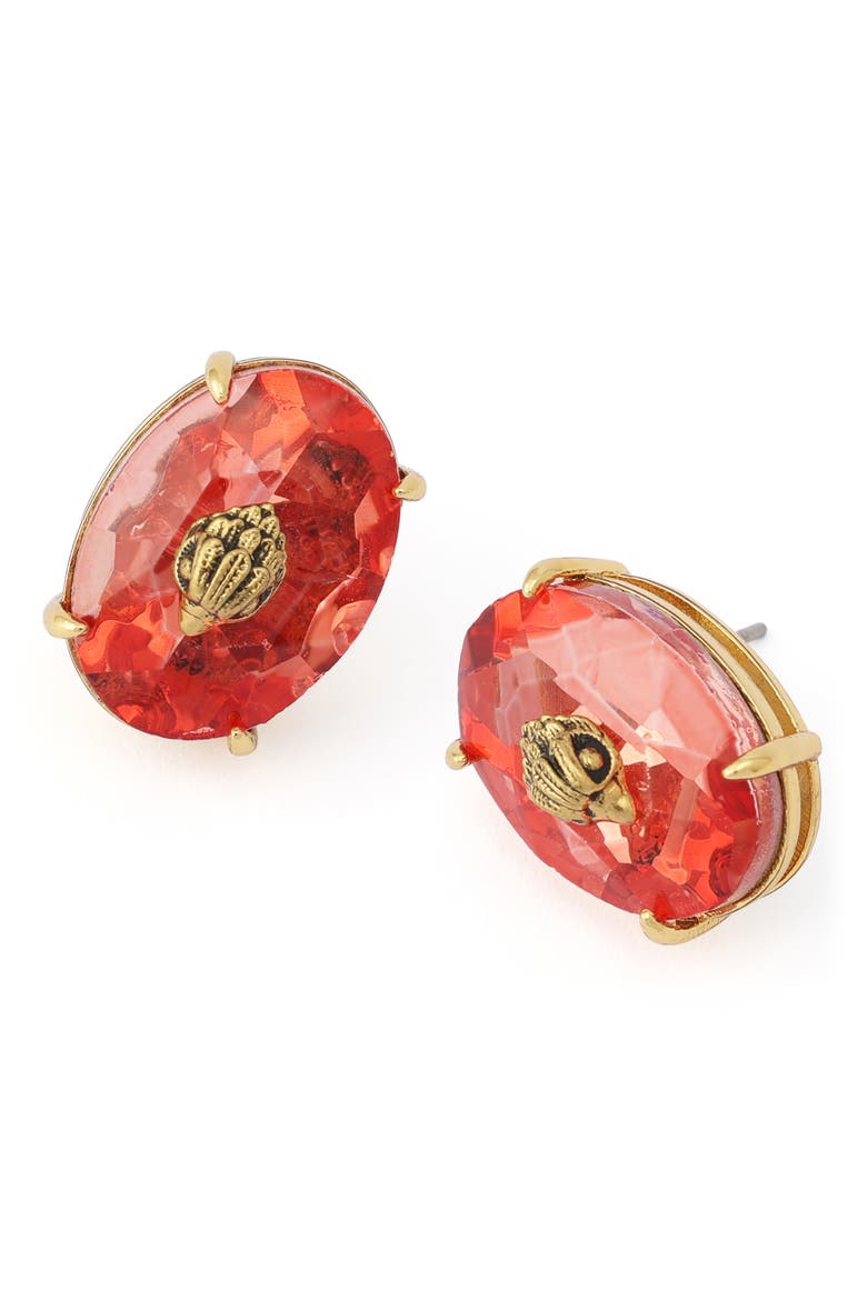 Oval Gemstone Eagle Stud Earrings, Alternate, color, PINK MULTI