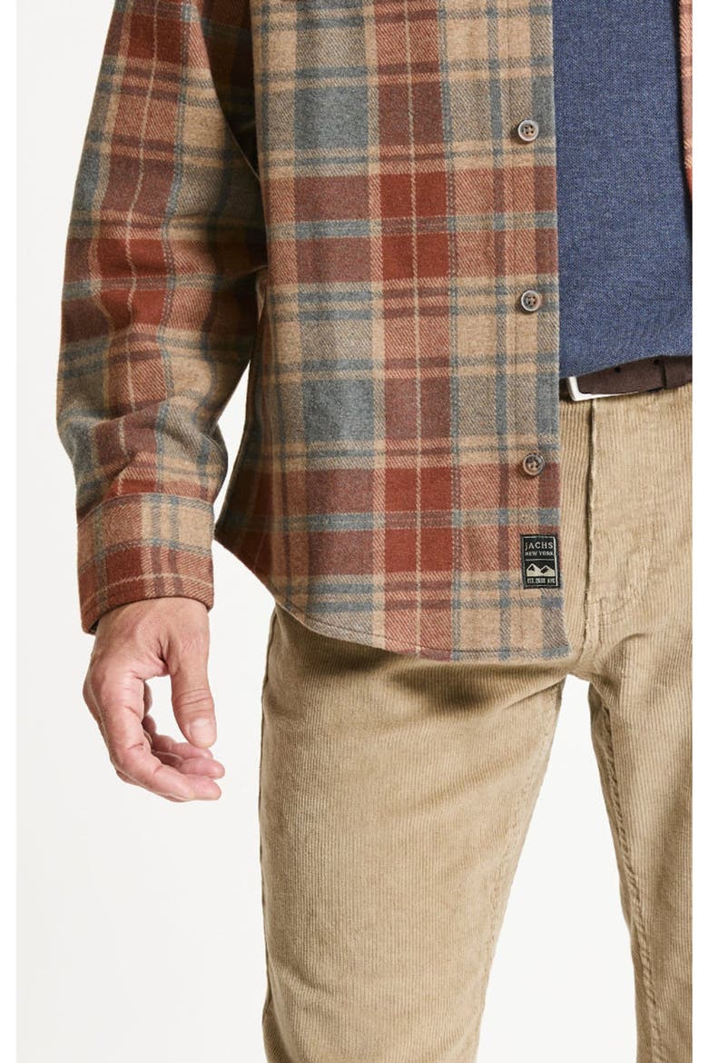 Knit Flannel Button-Up Shirt, Alternate, color, BROWN