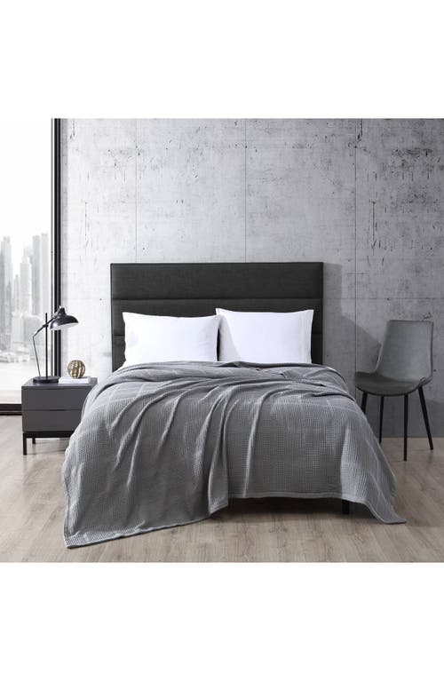 Kenneth Cole New York Essentials Waffle Stitch Blanket In Grey