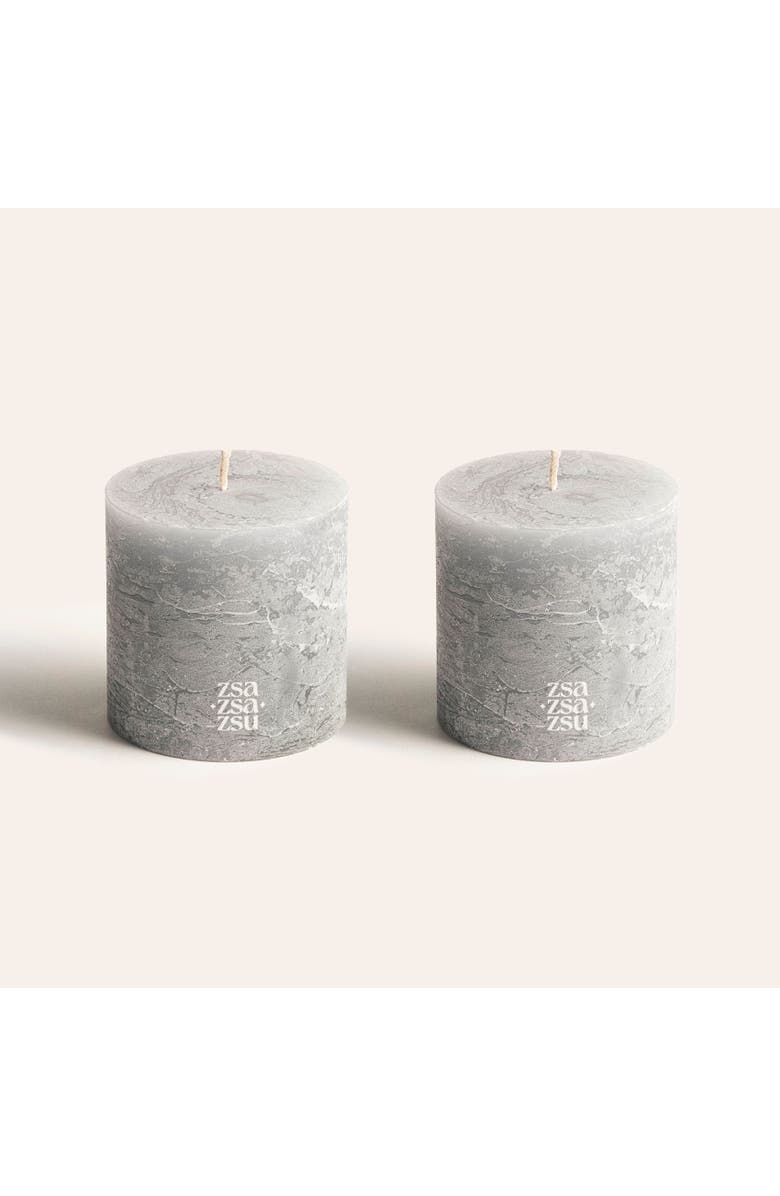 Zsa Zsa Zsu Deurne Pillar Candle 3.5 In Set of 2, Main, color, Grey