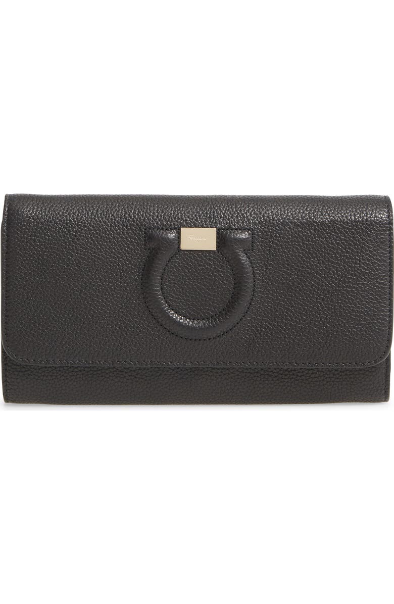 FERRAGAMO City Grainy Leather Wallet on a Chain, Main, color,