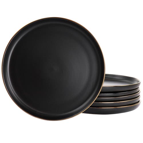 Elama Paul 6 Piece Stoneware Dinner Plate Set In Black