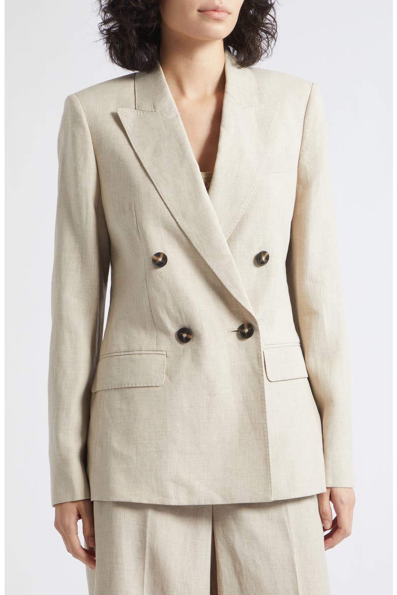 Kit Double Breasted Linen Blazer, Alternate, color, NEUTRAL