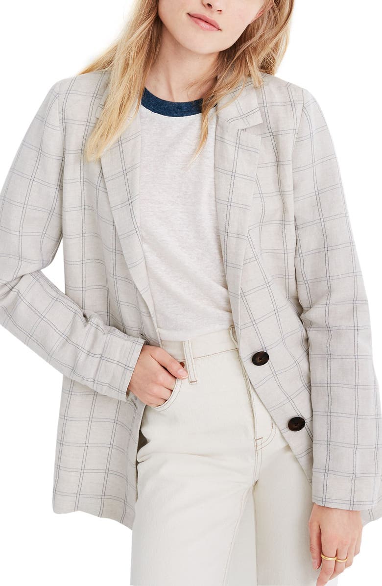 Madewell Dorset Windowpane Check Blazer, Main, color, 