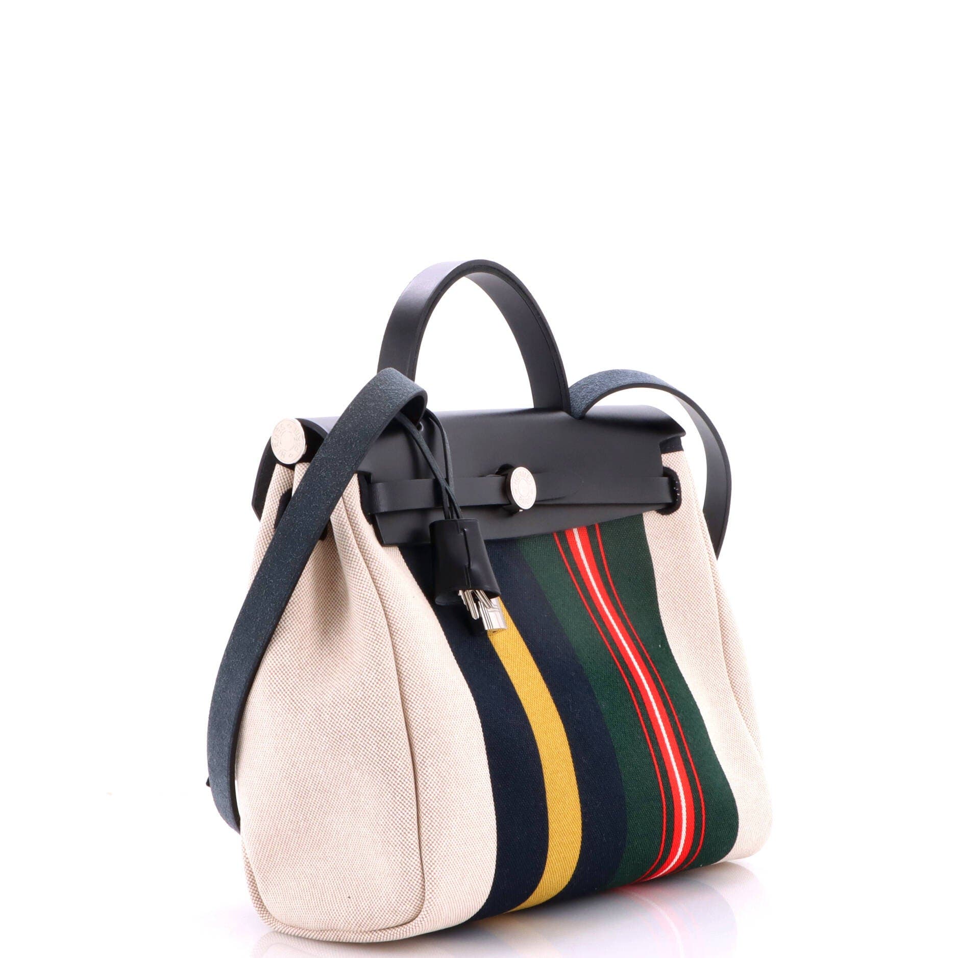 Herbag Zip Rayures d'Equipage Toile and Leather 31, Alternate, color, Black