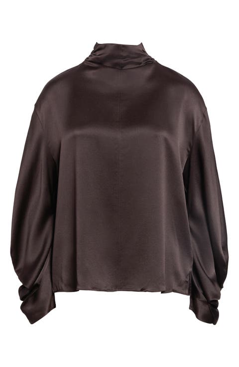 Meena Mock Neck Silk Top